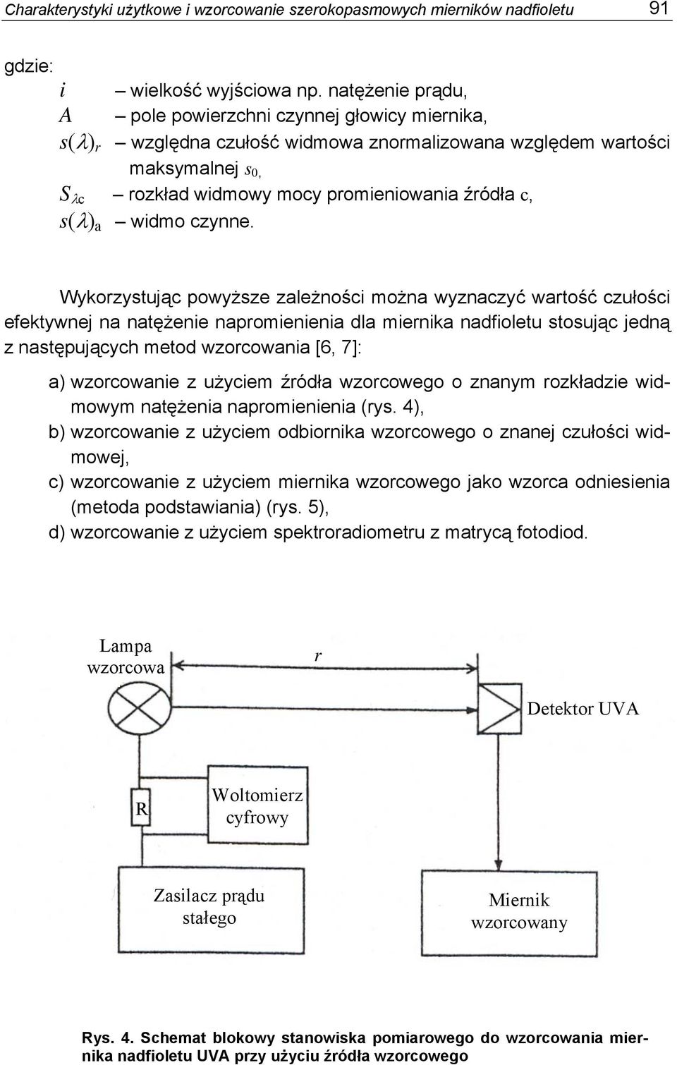 Wykozystują powyższe zależnośi można wyznazyć watość zułośi efektywnej na natężenie napomienienia dla mienika nadfioletu stosują jedną z następująyh metod wzoowania [6, 7]: a) wzoowanie z użyiem