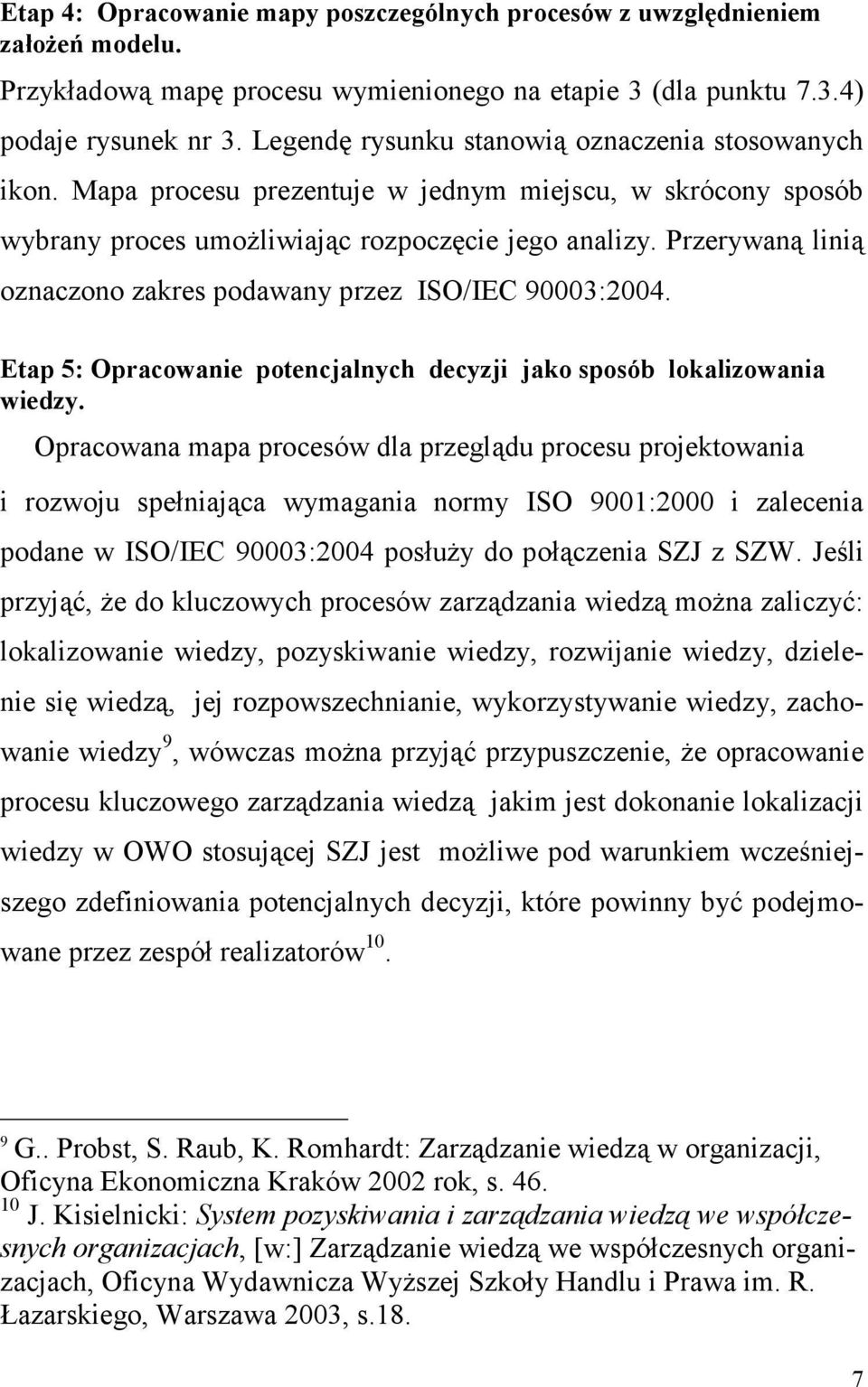 Przerywaną linią oznaczono zakres podawany przez ISO/IEC 90003:2004. Etap 5: Opracowanie potencjalnych decyzji jako sposób lokalizowania wiedzy.