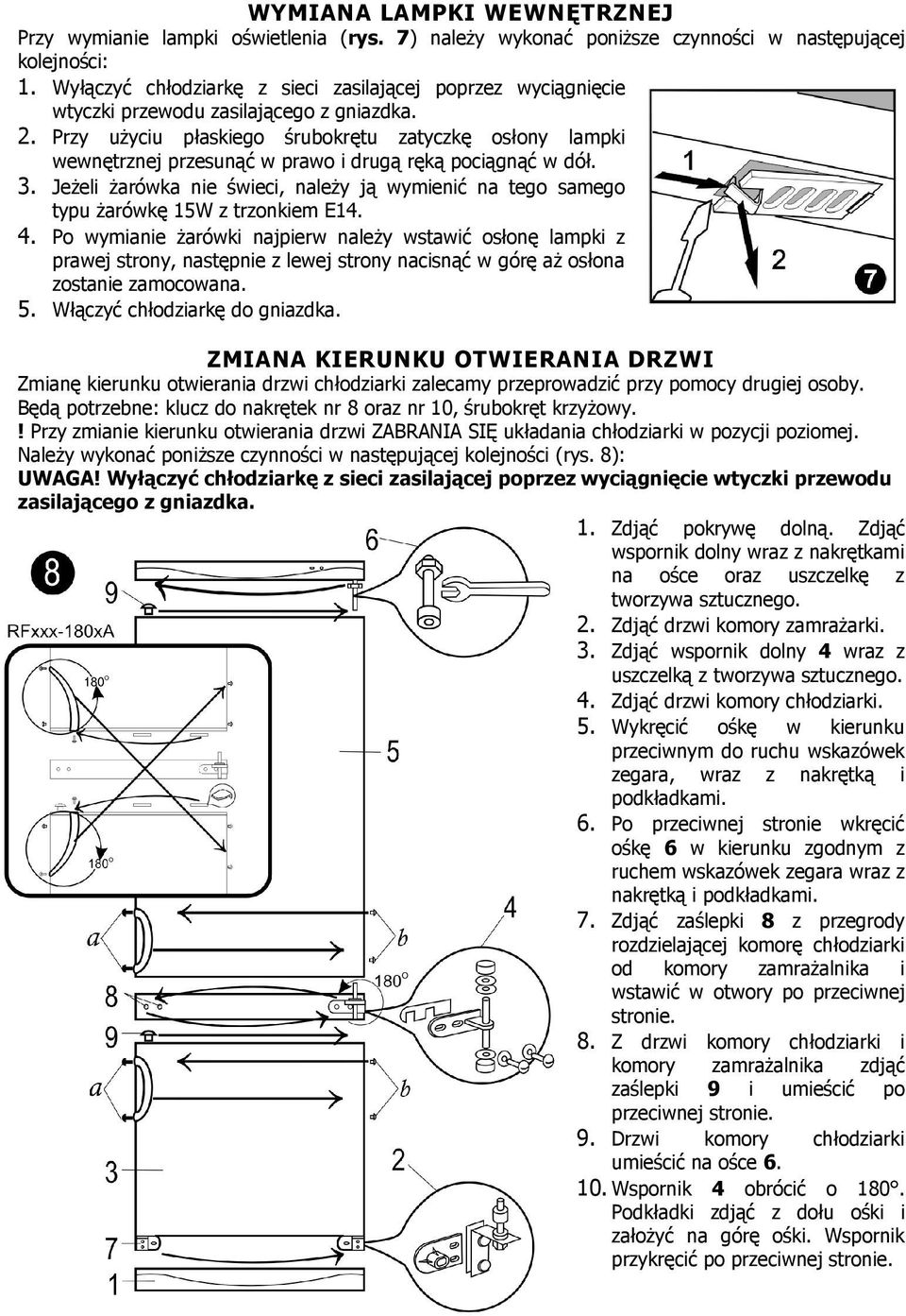 Przy uŝyciu płaskiego śrubokrętu zatyczkę osłony lampki wewnętrznej przesunąć w prawo i drugą ręką pociągnąć w dół. 3.