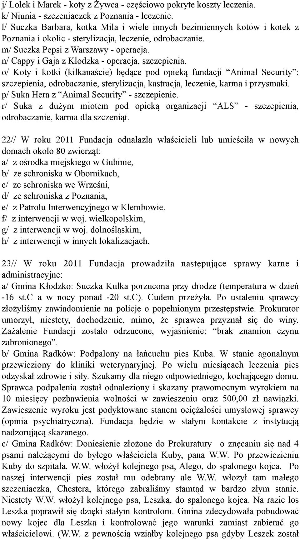 n/ Cappy i Gaja z Kłodzka - operacja, szczepienia.