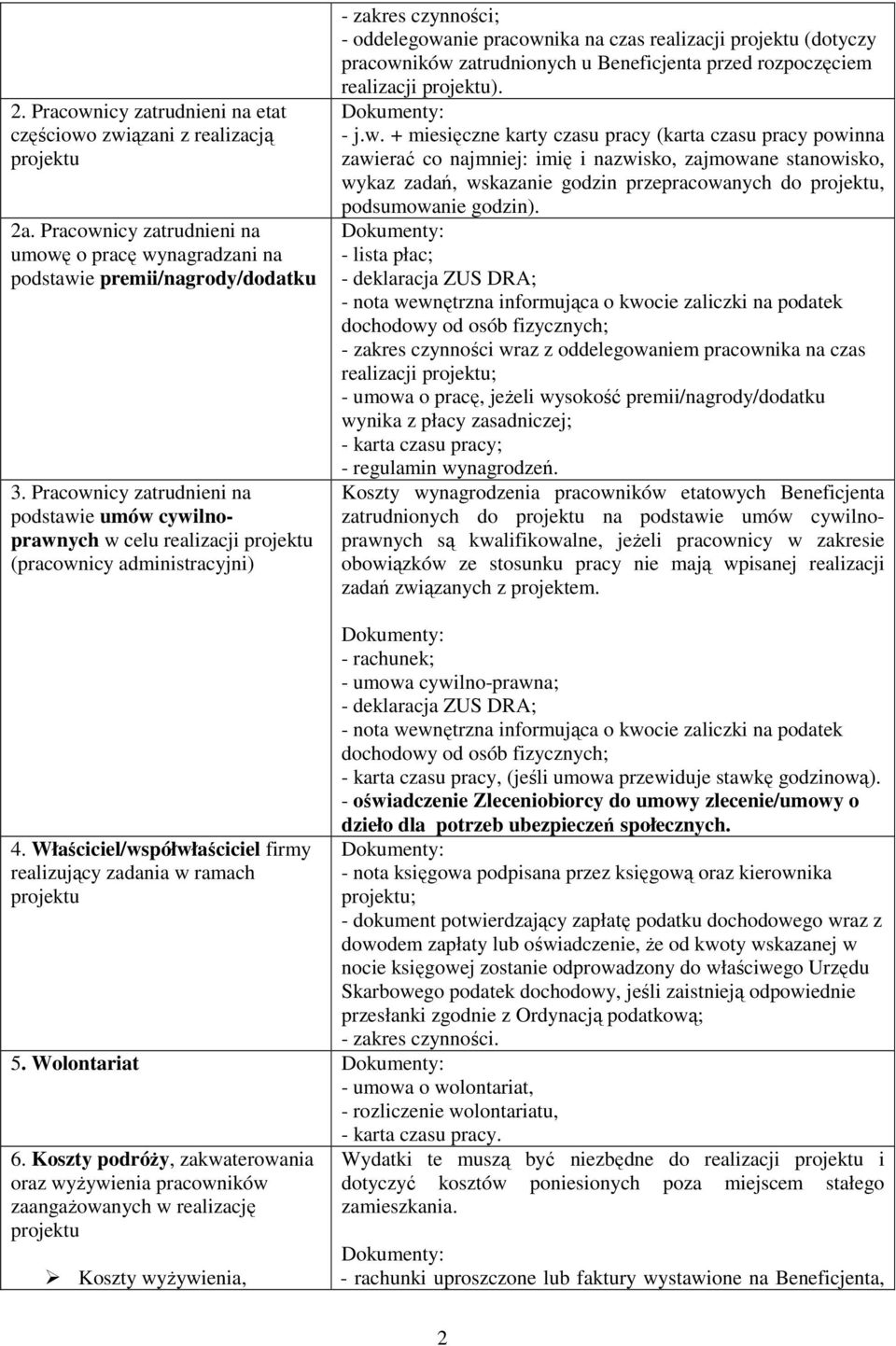 zatrudnionych u Beneficjenta przed rozpoczęciem realizacji ). - j.w.