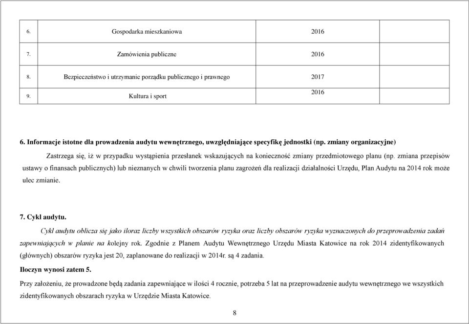zmiany organizacyjne) Zastrzega się, iż w przypadku wystąpienia przesłanek wskazujących na konieczność zmiany przedmiotowego planu (np.