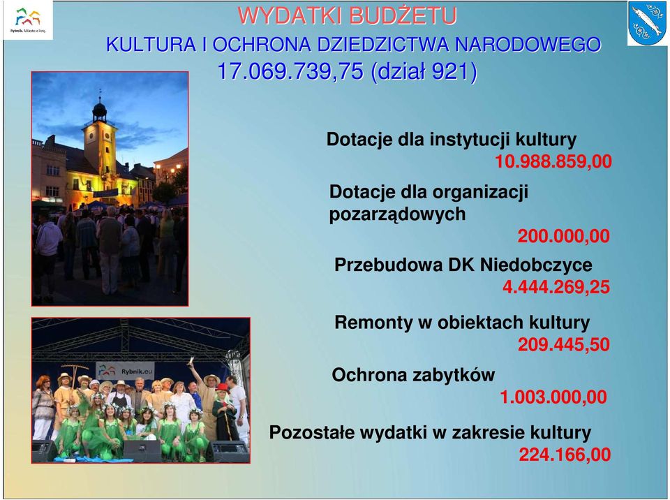 859,00 Dotacje dla organizacji pozarządowych 200.000,00 Przebudowa DK Niedobczyce 4.