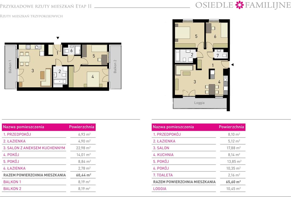 ŁAZIENKA,78 m Razem powierzchnia mieszkania 60,44 m Balkon 8,9 m Balkon 8,9 m. PRZEDPOKÓJ 8,0 m.