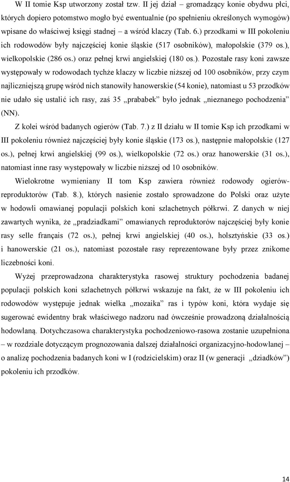 ) przodkami w III pokoleniu ich rodowodów były najczęściej konie śląskie (517 osobników), małopolskie (379 os.), wielkopolskie (286 os.) oraz pełnej krwi angielskiej (180 os.). Pozostałe rasy koni