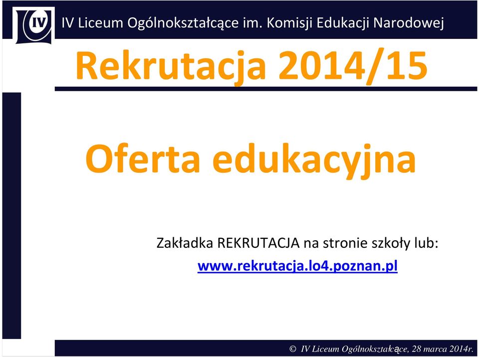 edukacyjna Zakładka REKRUTACJA na stronie szkoły