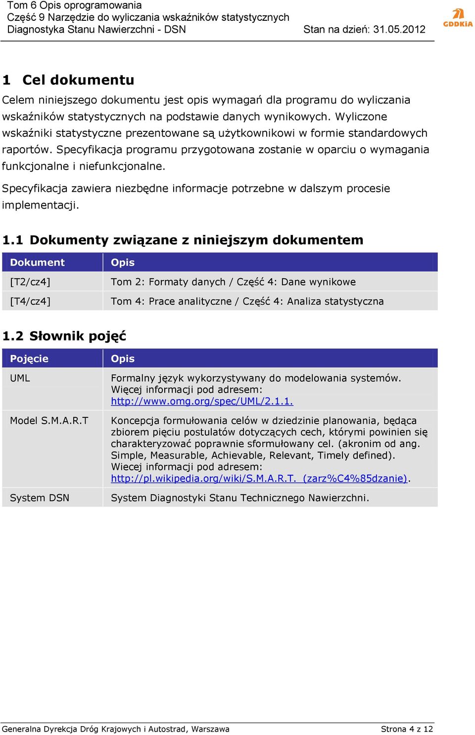 Specyfikacja zawiera niezbędne informacje potrzebne w dalszym procesie implementacji. 1.