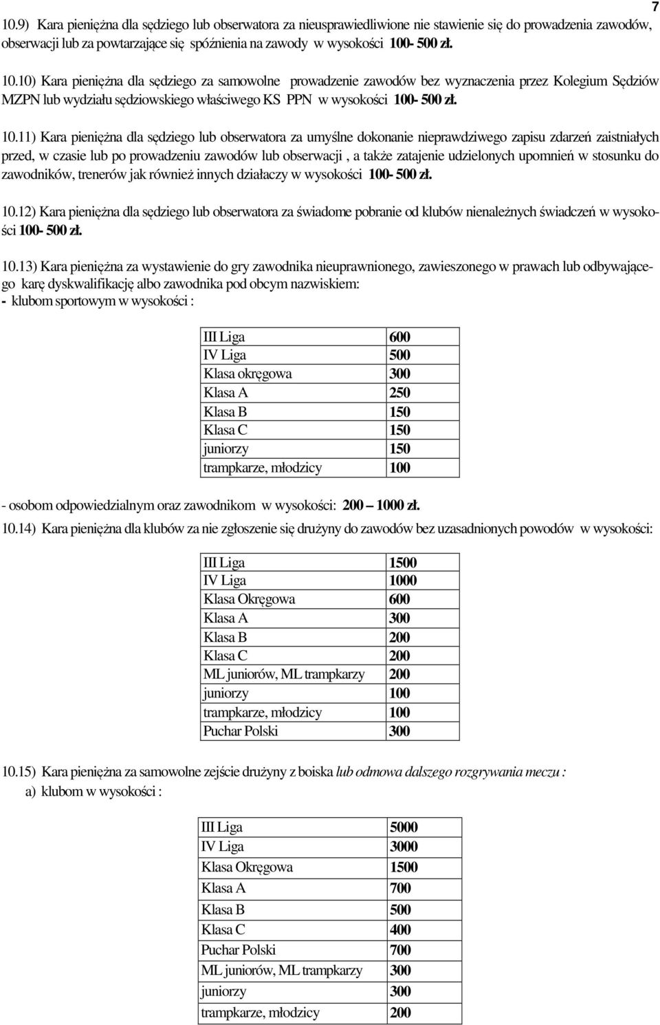 udzielonych upomnień w stosunku do zawodników, trenerów jak również innych działaczy w wysokości 100