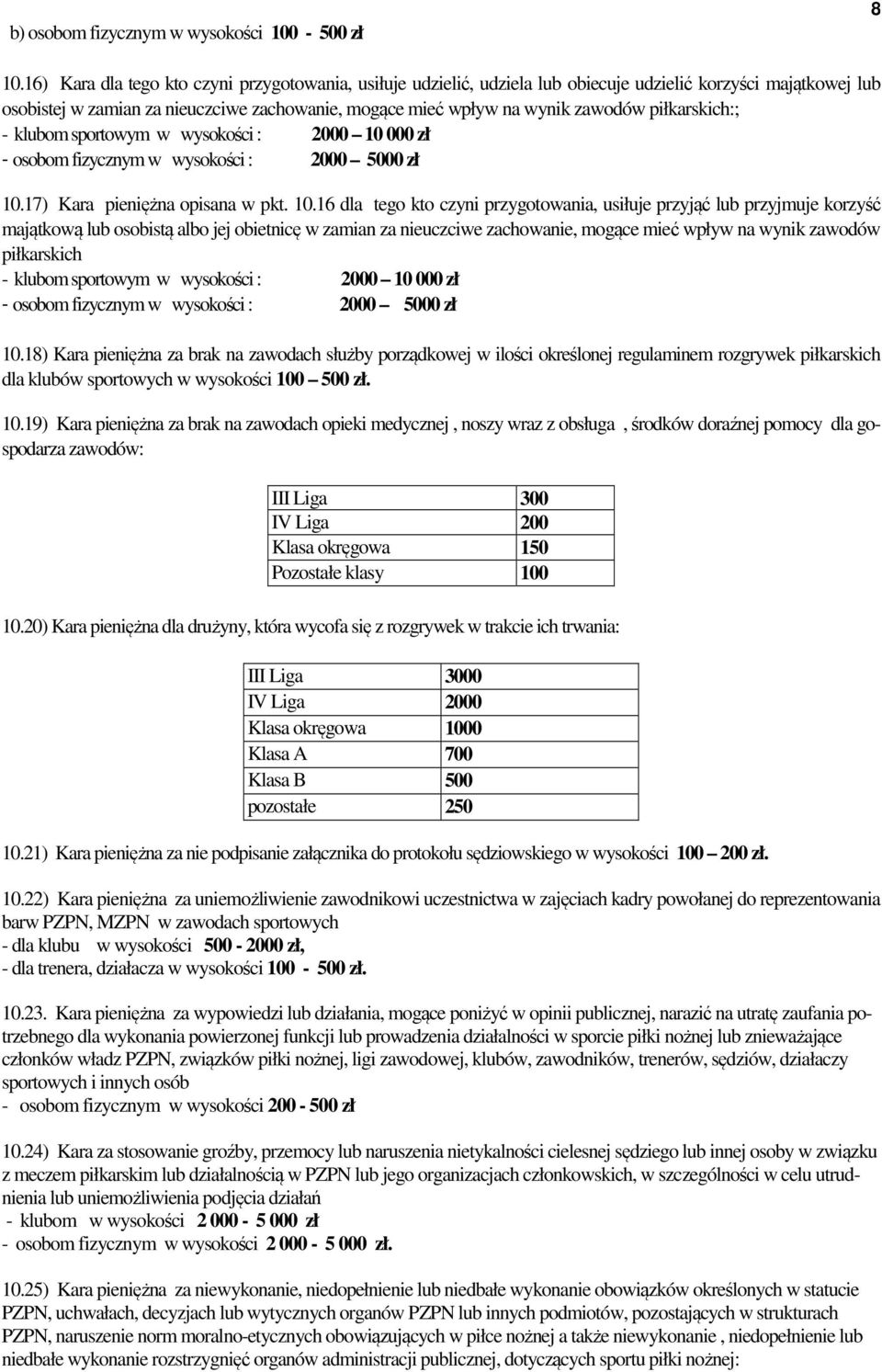 piłkarskich:; - klubom sportowym w wysokości : 2000 10 