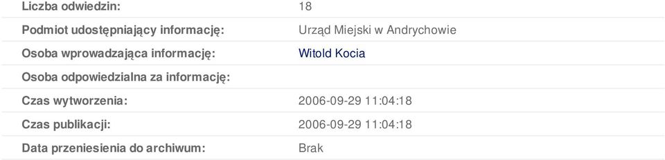 Osoba odpowiedzialna za informację: Czas wytworzenia: 2006-09-29