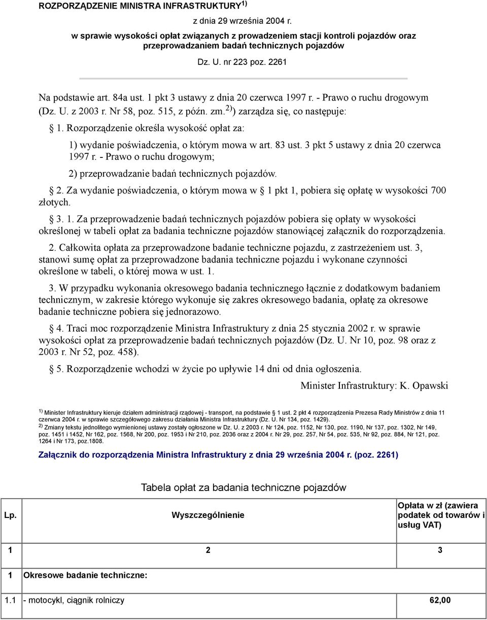 Rozporządzenie określa wysokość opłat za: 1) wydanie poświadczenia, o którym mowa w art. 83 ust. 3 pkt 5 ustawy z dnia 20 czerwca 1997 r.