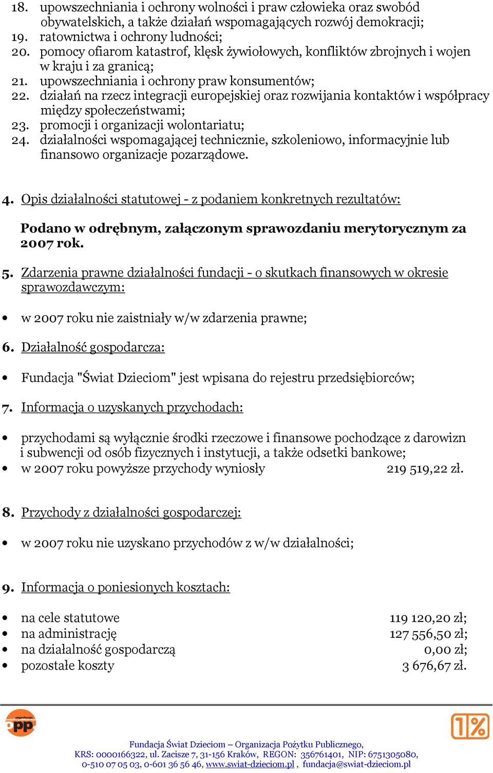 działań na rzecz integracji europejskiej oraz rozwijania kontaktów i współpracy między społeczeństwami; 23. promocji i organizacji wolontariatu; 24.