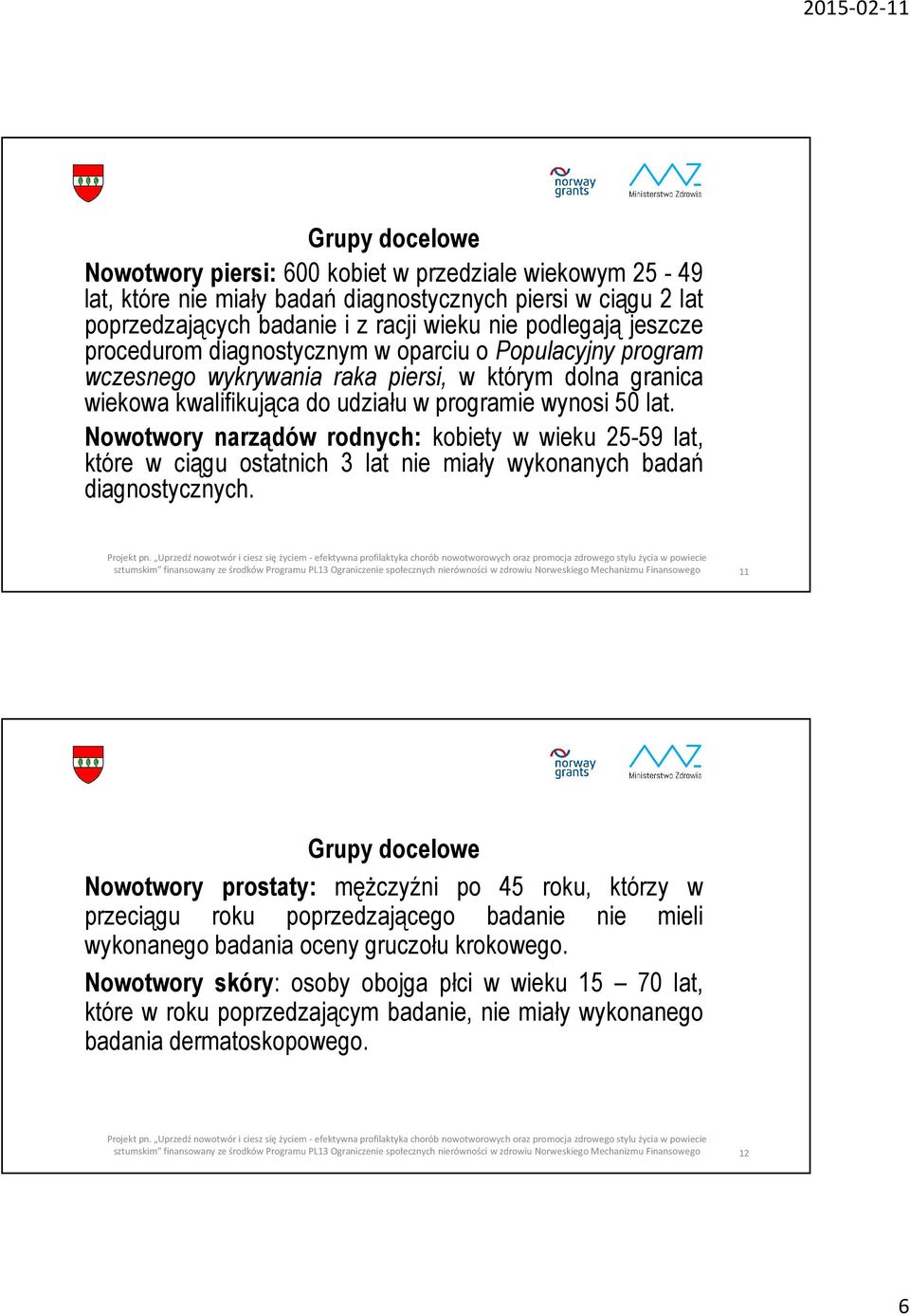 Nowotwory narządów rodnych: kobiety w wieku 25-59 lat, które w ciągu ostatnich 3 lat nie miały wykonanych badań diagnostycznych.