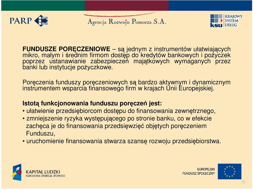 Poręczenia funduszy poręczeniowych są bardzo aktywnym i dynamicznym instrumentem wsparcia finansowego firm w krajach Unii Europejskiej.