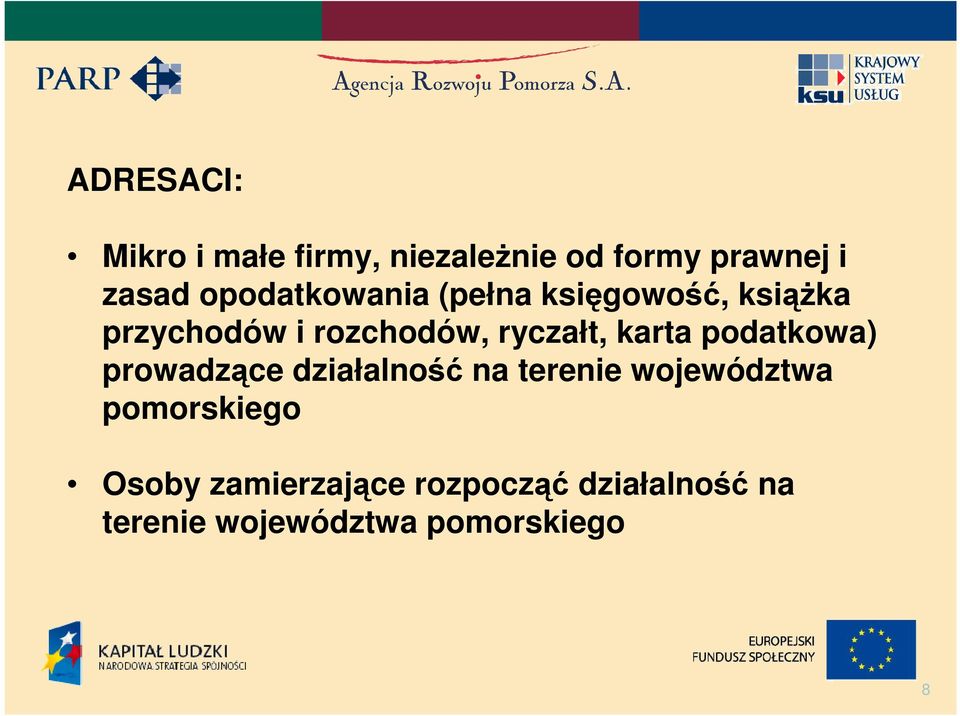 karta podatkowa) prowadzące działalność na terenie województwa