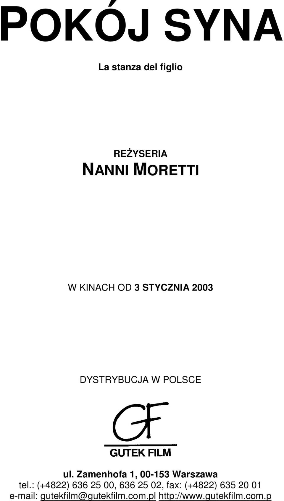 Zamenhofa 1, 00-153 Warszawa tel.