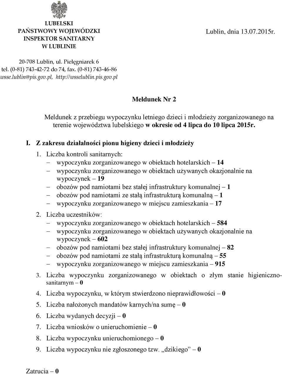 Z zakresu działalności pionu higieny dzieci i młodzieży 1.