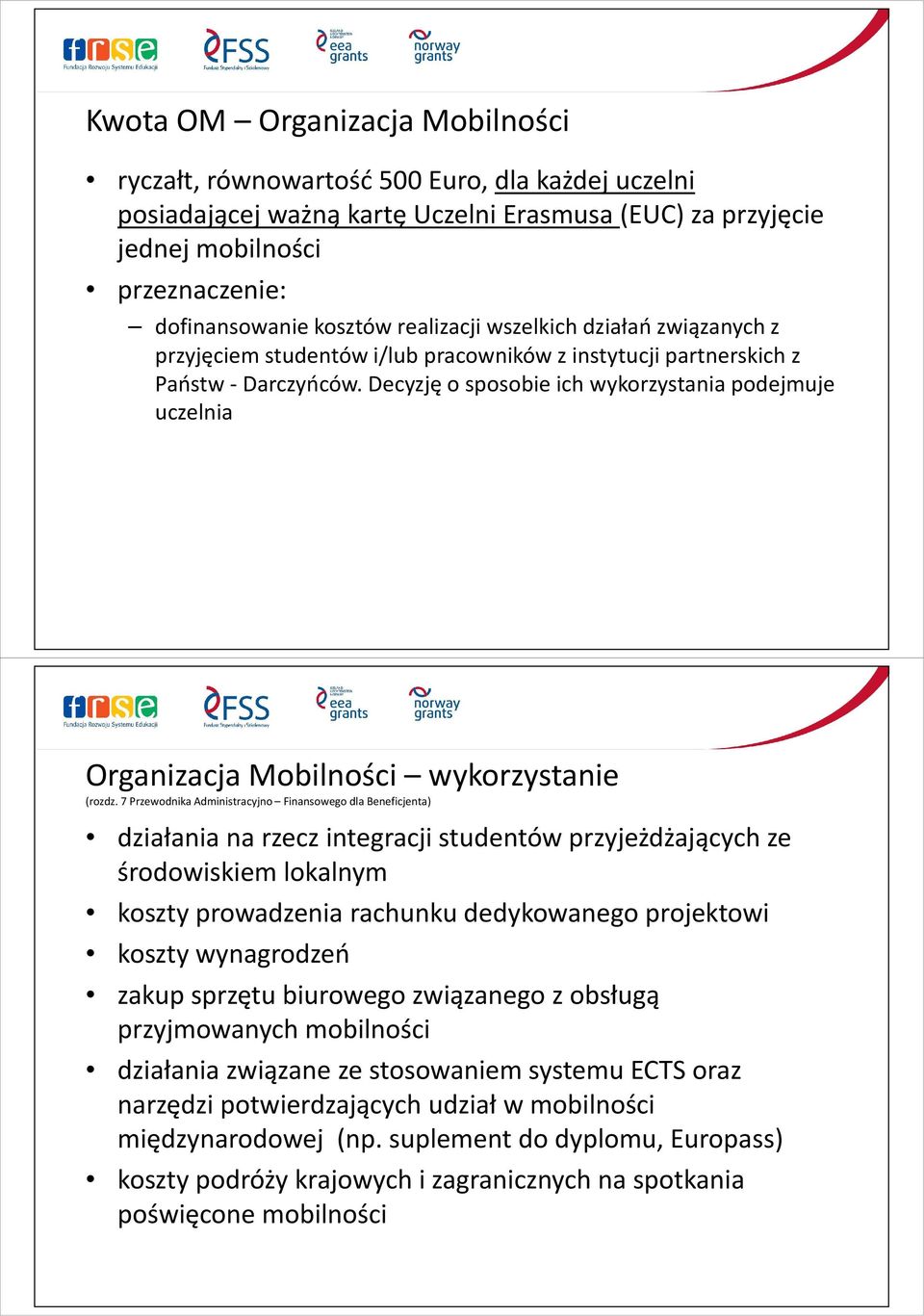 Decyzję o sposobie ich wykorzystania podejmuje uczelnia Organizacja Mobilności wykorzystanie (rozdz.