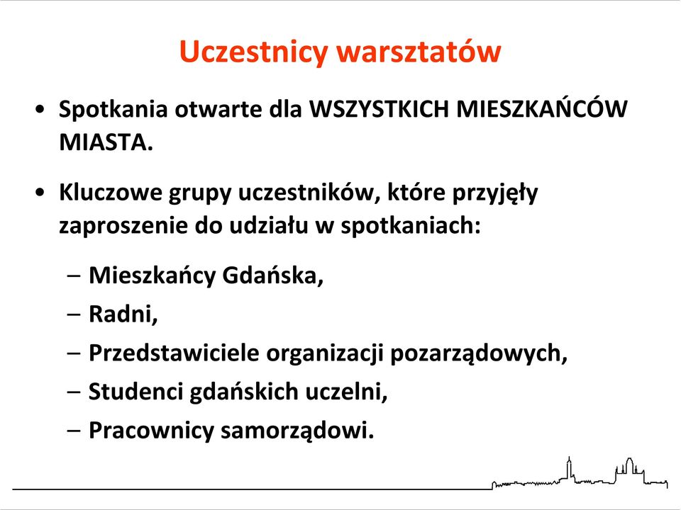 Kluczowe grupy uczestników, które przyjęły zaproszenie do udziału w