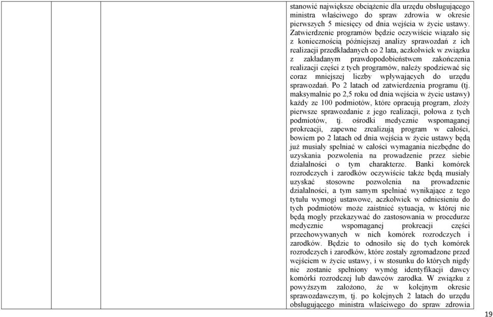 zakończenia realizacji części z tych programów, należy spodziewać się coraz mniejszej liczby wpływających do urzędu sprawozdań. Po 2 latach od zatwierdzenia programu (tj.