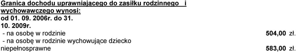 2009r. - na osobę w rodzinie 504,00 zł.