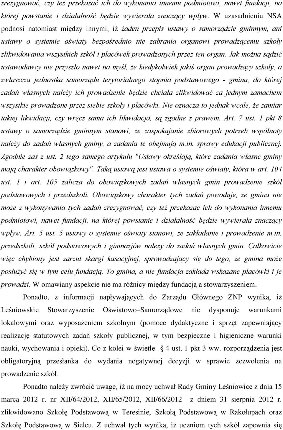 wszystkich szkóù i placówek prowadzonych przez ten organ.