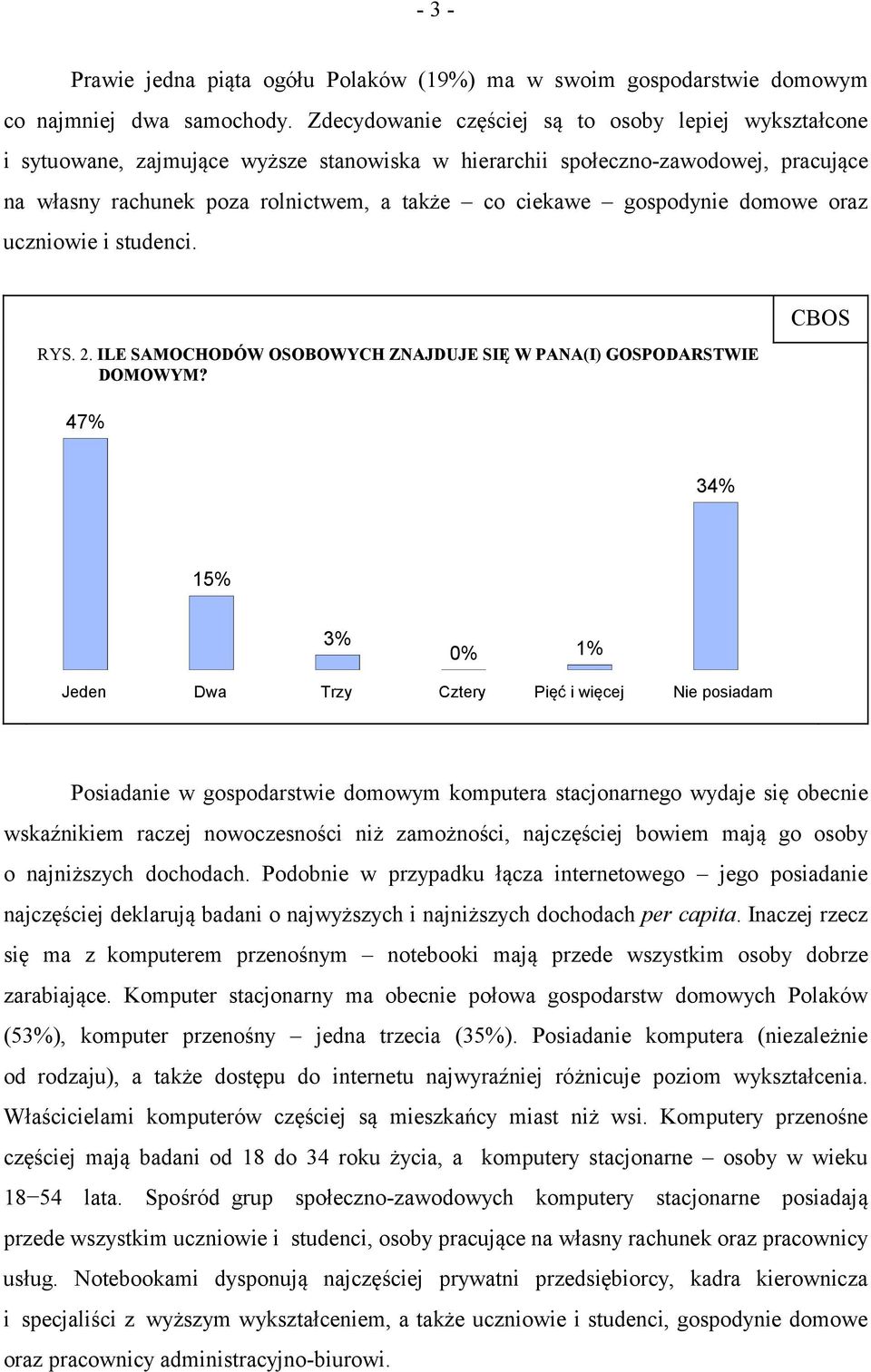 gospodynie domowe oraz uczniowie i studenci. RYS. 2. ILE SAMOCHODÓW OSOBOWYCH ZNAJDUJE SIĘ W PANA(I) GOSPODARSTWIE DOMOWYM?