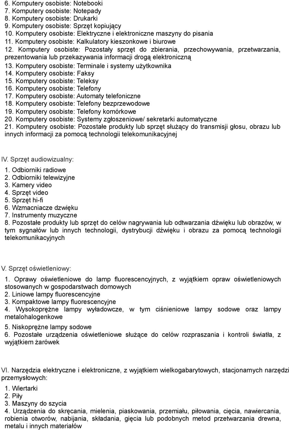 Komputery osobiste: Pozostały sprzęt do zbierania, przechowywania, przetwarzania, prezentowania lub przekazywania informacji drogą elektroniczną 13.