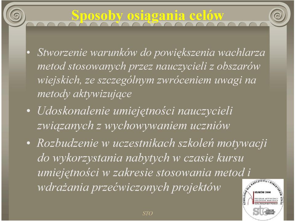 nauczycieli związanych z wychowywaniem uczniów Rozbudzenie w uczestnikach szkoleń motywacji do