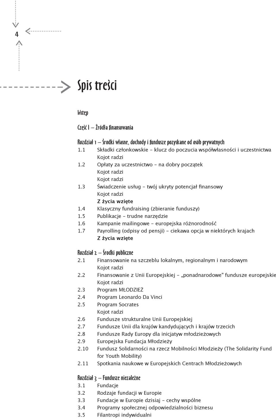 3 Świadczenie usług - twój ukryty potencjał finansowy Kojot radzi Z życia wzięte 1.4 Klasyczny fundraising (zbieranie funduszy) 1.5 Publikacje - trudne narzędzie 1.
