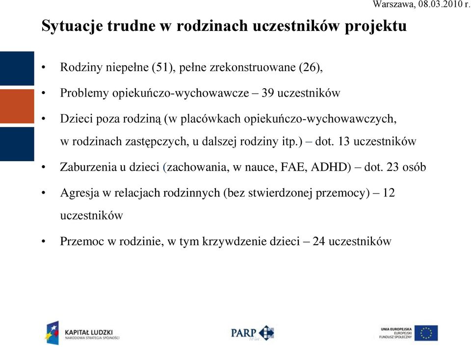 placówkach opiekuńczo-wychowawczych, w rodzinach zastępczych, u dalszej rodziny itp.) dot.