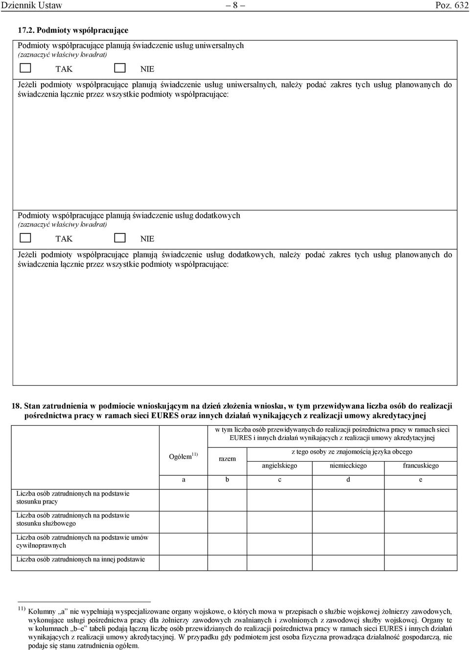 planowanych do świadczenia łącznie przez wszystkie podmioty współpracujące: Podmioty współpracujące planują świadczenie usług dodatkowych Jeżeli podmioty współpracujące planują świadczenie usług