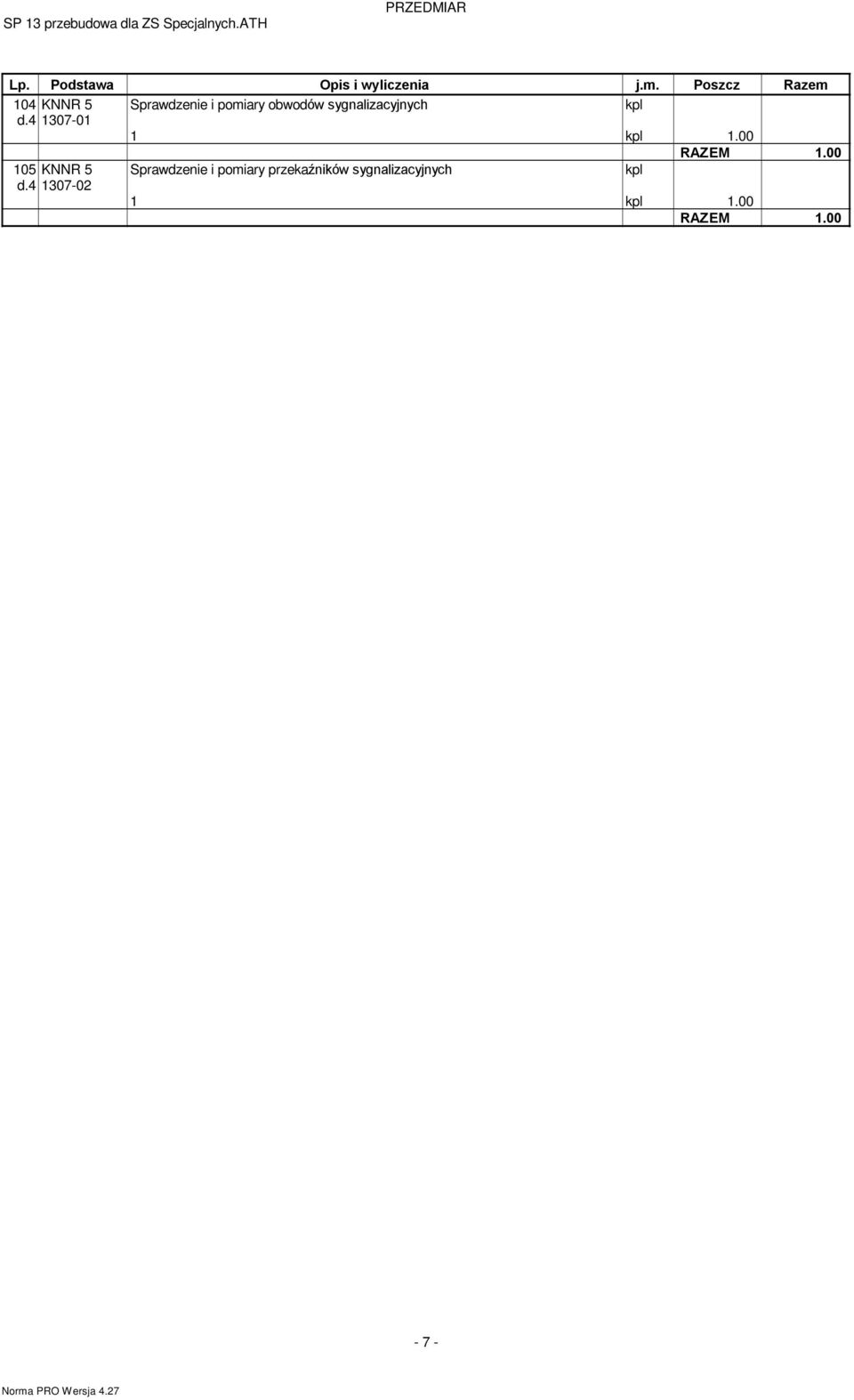 sygnalizacyjnych d.