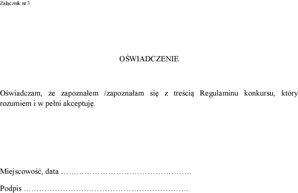 /zapoznałam się z treścią Regulaminu