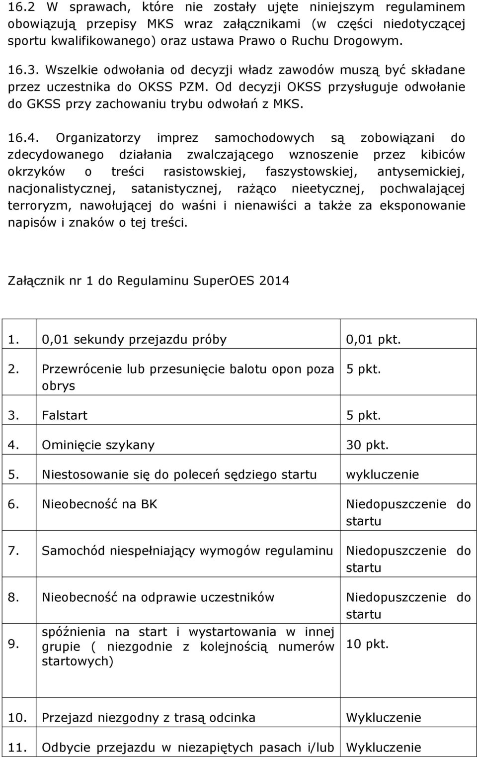 Organizatorzy imprez samochodowych są zobowiązani do zdecydowanego działania zwalczającego wznoszenie przez kibiców okrzyków o treści rasistowskiej, faszystowskiej, antysemickiej, nacjonalistycznej,