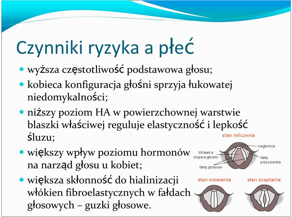 właściwej reguluje elastyczność i lepkość śluzu; większy wpływ poziomu hormonów na narząd