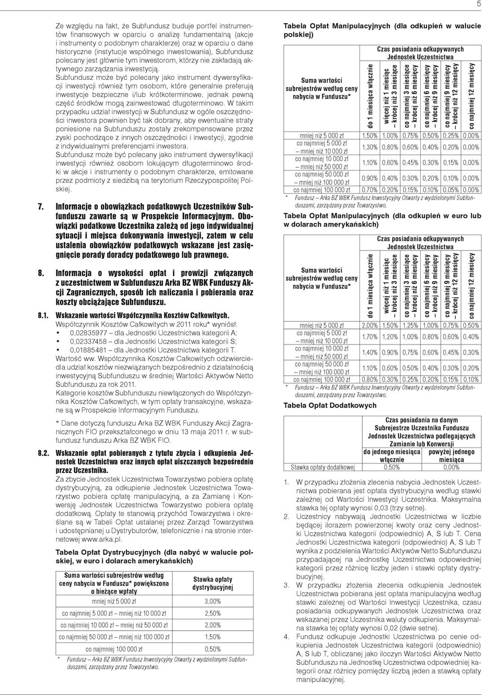 Subfundusz może być polecany jako instrument dywersyfikacji inwestycji również tym osobom, które generalnie preferują inwestycje bezpieczne i/lub krótkoterminowe, jednak pewną część środków mogą