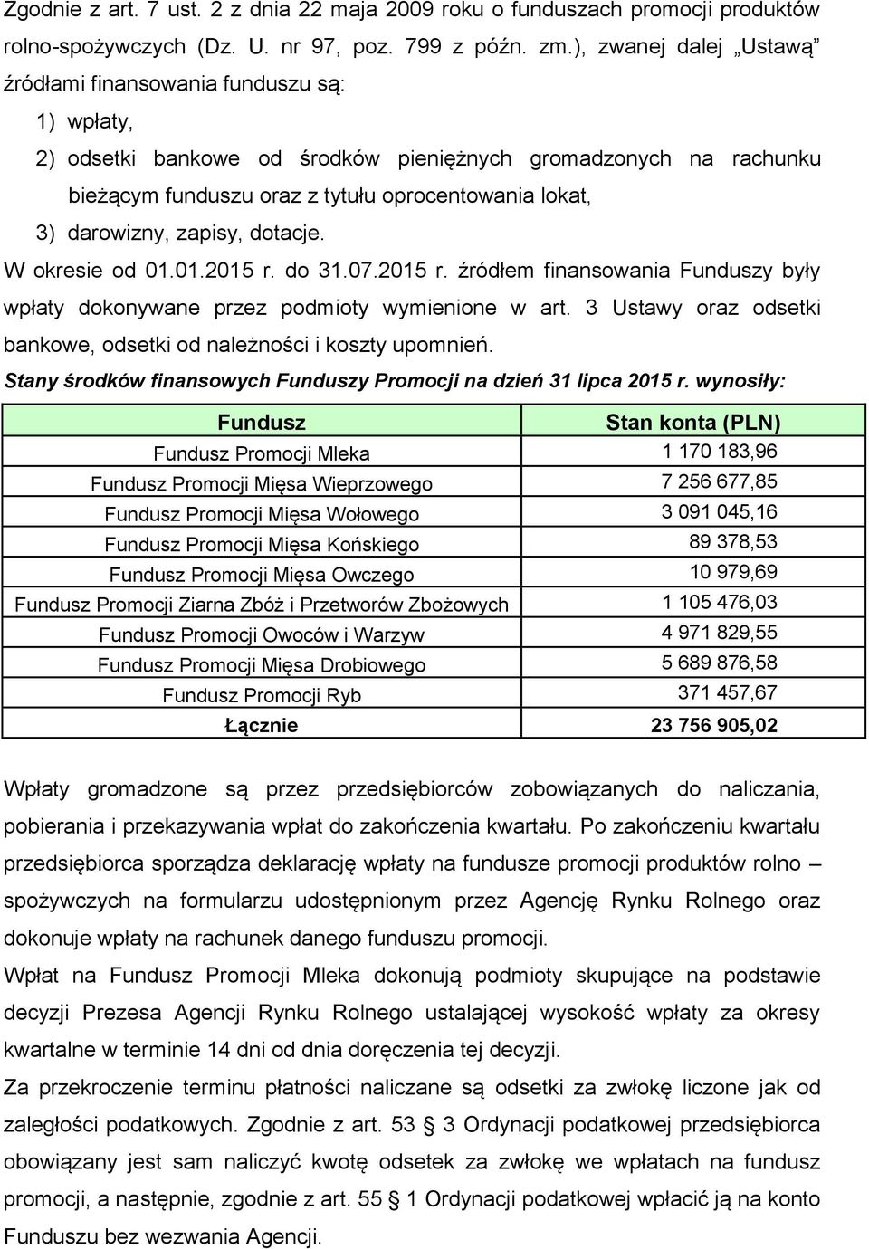 darowizny, zapisy, dotacje. W okresie od 01.01.2015 r. do 31.07.2015 r. źródłem finansowania y były wpłaty dokonywane przez podmioty wymienione w art.