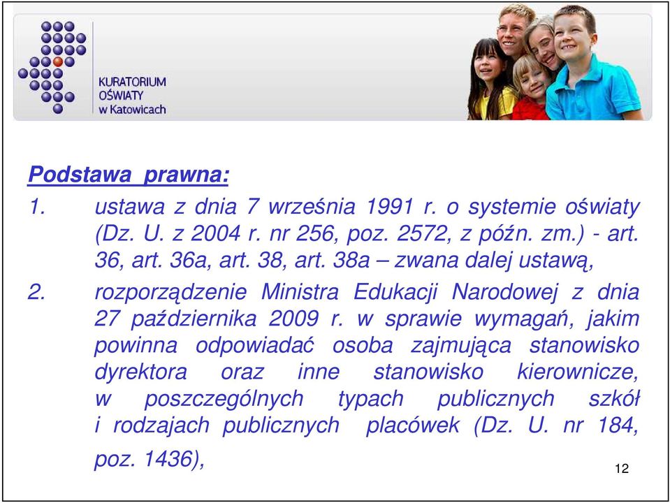 rozporządzenie Ministra Edukacji Narodowej z dnia 27 października 2009 r.