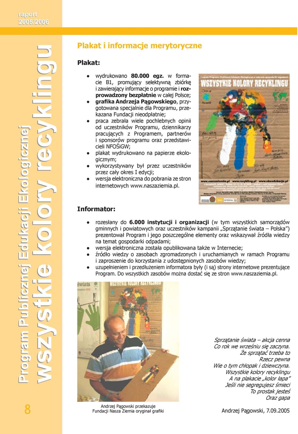 przekazana Fundacji nieodpłatnie; praca zebrała wiele pochlebnych opinii od uczestników Programu, dziennikarzy pracujących z Programem, partnerów i sponsorów programu oraz przedstawicieli NFOŚiGW;