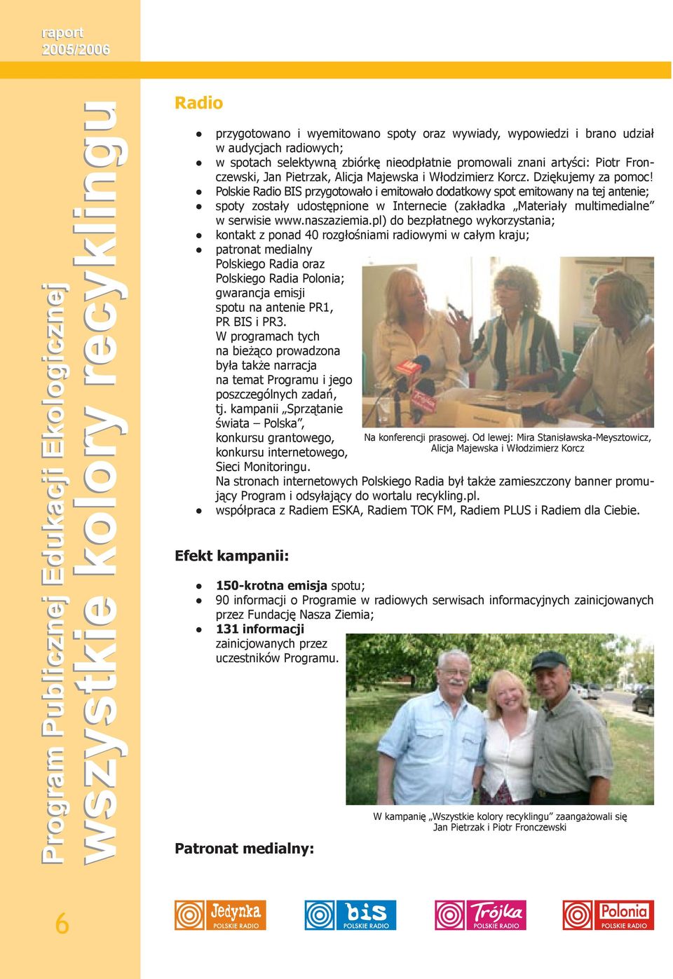 Polskie Radio BIS przygotowało i emitowało dodatkowy spot emitowany na tej antenie; spoty zostały udostępnione w Internecie (zakładka Materiały multimedialne w serwisie www.naszaziemia.