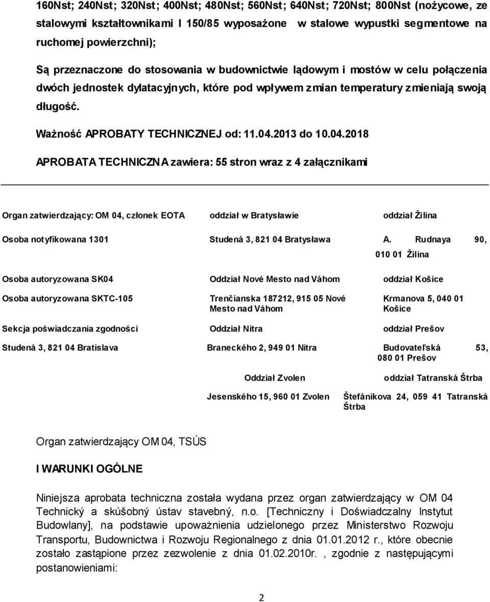 Ważność APROBATY TECHNICZNEJ od: 11.04.