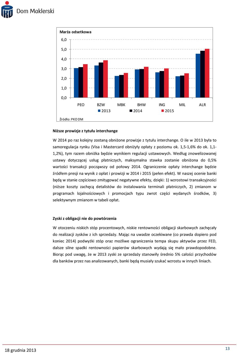 Według znowelizowanej ustawy dotyczącej usług płatniczych, maksymalna stawka zostanie obniżona do 0,5% wartości transakcji począwszy od połowy 2014.