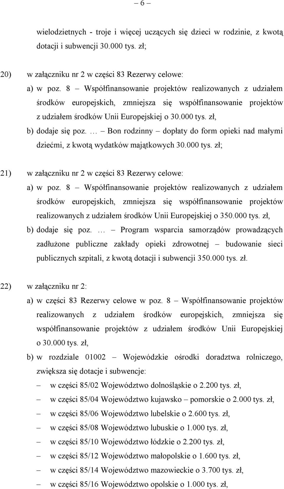 Bon rodzinny dopłaty do form opieki nad małymi dziećmi, z kwotą wydatków majątkowych 30.000 tys.