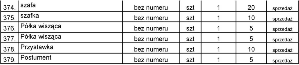 Półka wisząca bez numeru szt 1 5 377.