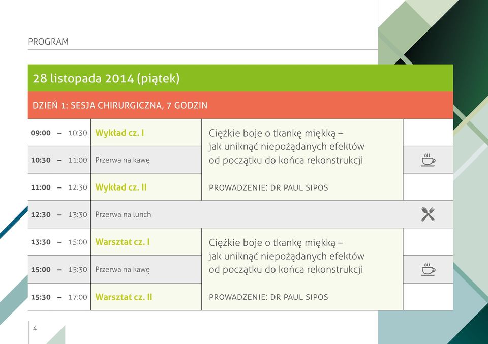 11:00 12:30 Wykład cz. II prowadzenie: dr paul sipos 12:30 13:30 Przerwa na lunch 13:30 15:00 Warsztat cz.