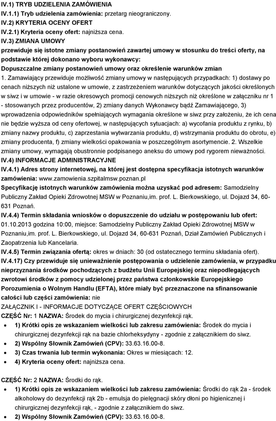 2) KRYTERIA OCENY OFERT IV.