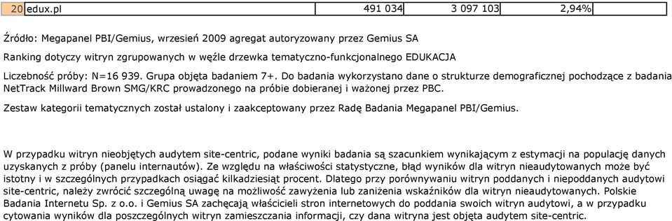 Liczebność próby: N=16 939. Grupa objęta badaniem 7+.