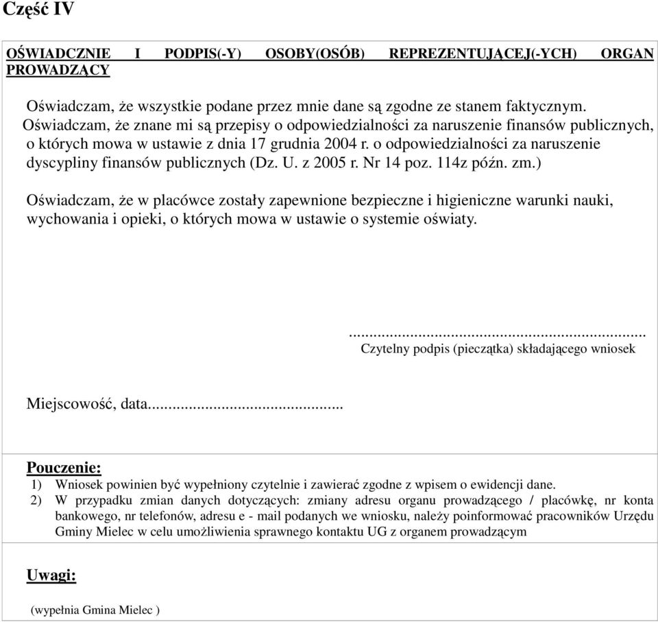 o odpowiedzialności za naruszenie dyscypliny finansów publicznych (Dz. U. z 2005 r. Nr 14 poz. 114z późn. zm.
