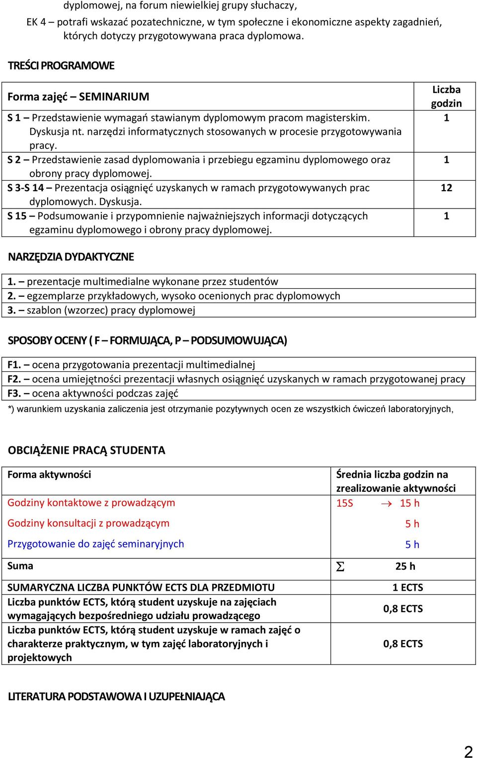 S 3-S 14 Prezentacja osiągnięć uzyskanych w ramach przygotowywanych prac dyplomowych. Dyskusja.